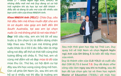Chia Sẻ Trải Nghiệm Du Học và Kinh Nghiệm Săn Học Bổng "Cực Đỉnh" Của Cựu Sinh Viên Khoá 2017 Khoa Ngôn Ngữ và Văn Hoá Anh